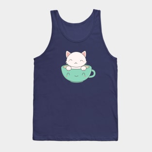 Kawaii Cute Coffee Cat T-Shirt Tank Top